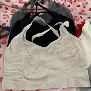 Women's Seamless Sports Bras Set (3)- Cream, Black, Gray